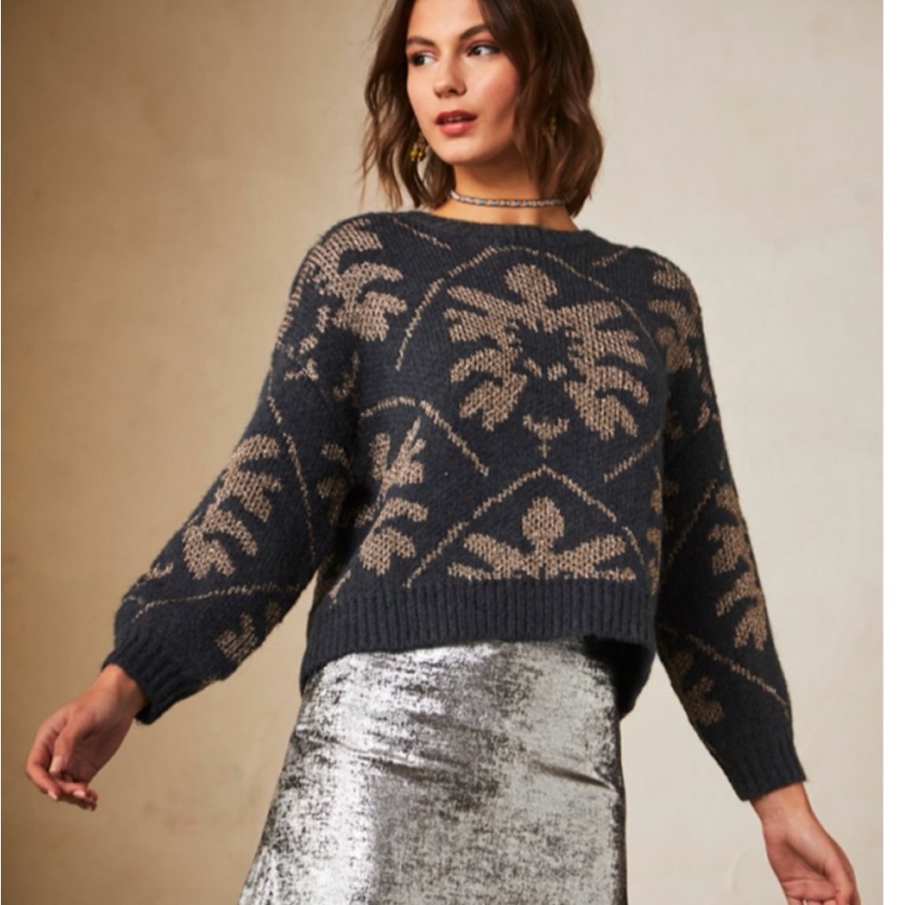 NKN Nekane Barcelona Jacquard Wool blend Medium, Lurex NWT, soft made in Spain